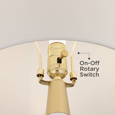 White and Gold Ceramic Mid-Century Modern Table Lamps with USB Ports