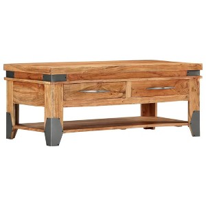 vidaXL Coffee Table 43.3"x20.5"x17.7" Solid Acacia Wood - 1 of 4