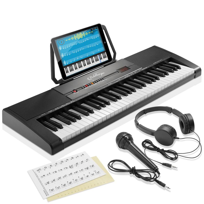 Ashthorpe 61-Key Digital Electronic Keyboard Piano, Portable Beginner Kit with Headphones & Microphone, 1 of 8