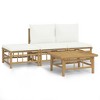 vidaXL 4 Piece Patio Lounge Set with Cream White Cushions Bamboo - 2 of 4