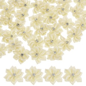 Unique Bargains Artificial Satin Durable Flexible Decorative Mini Ribbon Flowers with Rhinestones 1.2 Inch 100 Pcs - 1 of 4