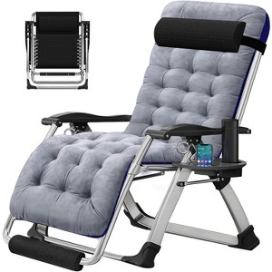 Docred Zero Gravity Chair with Cushion, Cup Holder & Headrest for Lawn, Patio & Pool – Standard & Oversized, Single & 2-Pack Options - 1 of 4