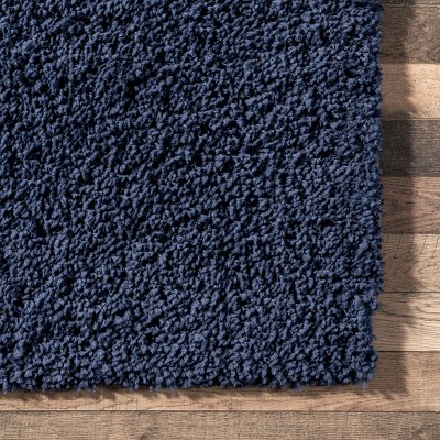 Marleen Plush Solid Blue Shag Rug 2' x 3'