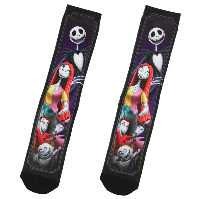 Nightmare Before Christmas Mens' Jack Sally Lock Shock Barrel Crew Socks 1 Pair Multicoloured, 1 of 4