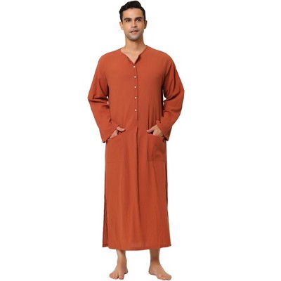 Lars Amadeus Men's Night Sleep Cotton Side Split Long Gown With Pockets :  Target