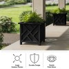 Pure Garden 15.5in Lattice Planter Box, Black - 4 of 4