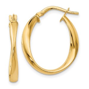 Black Bow Jewelry 3mm x 24mm (15/16 Inch) 14k Yellow Gold Polished Twist Oval Hoops - 1 of 4