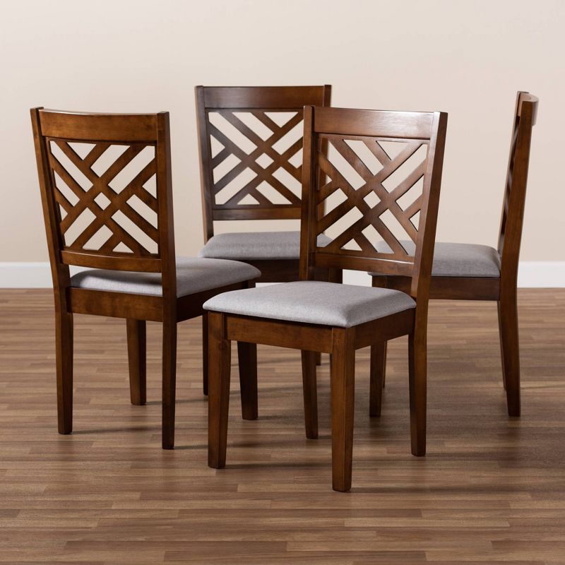 Set of 4 Caron Fabric Upholstered Wood Dining Chair Set Gray/Walnut - Baxton Studio: Elegant Comfort, Foam Padded, Cut-Out Back, 6 of 8