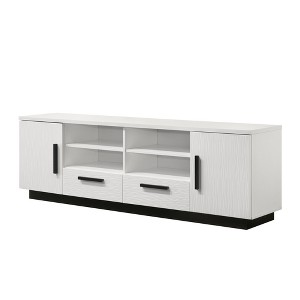70.5" Engineered Wood Finish TV Stand with 2 Drawers, 2 Cabinets, and Black Contrasting Base for Living Room and Bedroom - 1 of 4