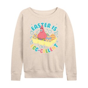 Women's - SpongeBob Squarepants - Easter Is Egg Lightweight French Terry Wide Neck Long Sleeve Shirt - 1 of 4