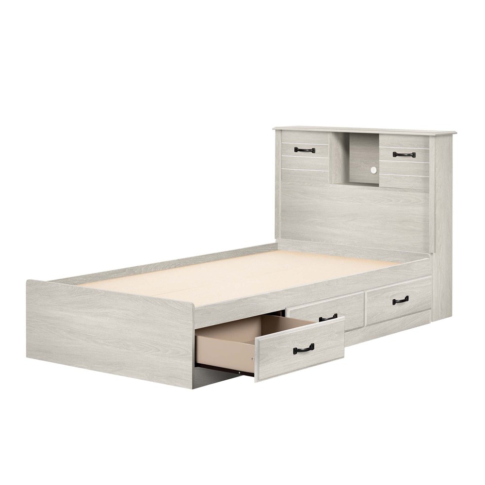 Photos - Bed Frame Ulysses Kids' Bed and Headboard Set White - South Shore