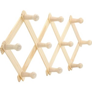 RAM-PRO Accordion Style Wood Expandable Rack Hat, Cap, Belt, Umbrella Coffee Mug Wall Wooden Pegs - 1 of 4