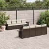 vidaXL 9 Piece Patio Sofa Set with Cushions Brown and Cream Poly Rattan - 2 of 4