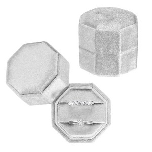 Unique Bargains Vintage Velvet Octagonal 2 Slots Jewelry Storage Boxes 2 Pcs - 1 of 4