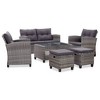 vidaXL 6 Piece Outdoor Sofa Set with Cushions, Poly Rattan Patio Furniture - Weather-Resistant, Removable Covers, Dark Gray - 2 of 4