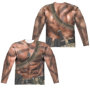 Men's Commando (Front Back Print) Long Sleeve Costume T-Shirt - 1 of 4