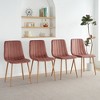 34.10"Modern PU seat dining chair Living room chair Upholstered chair, gold-plated metal legs design, Black ,kitchen, living room (set of 4) - 2 of 4