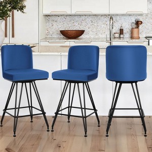 Bekrvio 26" Swivel Counter Height Bar Stools with Back-Faux Leather/Velvet Upholstered, V-Shaped Metal Legs-Modern Counter Stools for Kitchen Island - 1 of 4