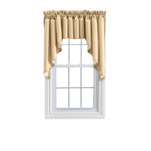 Ellis Stacey Solid Color Window 3" Rod Pocket High Quality Fabric Lined Swag Set Almond - 1 of 4