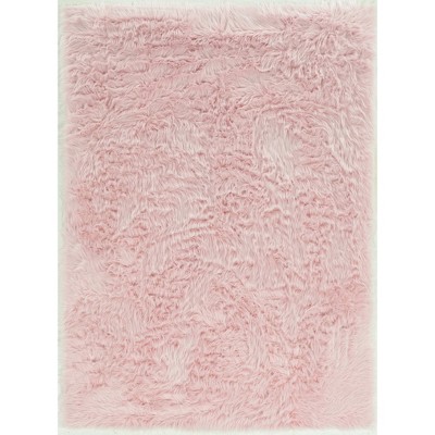 5'x7' Faux Sheepskin Area Rug Pink - Linon