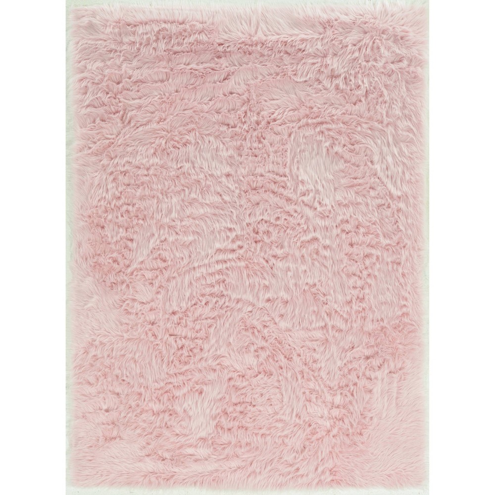 5'x7' Faux Sheepskin Area Rug Pink - Linon