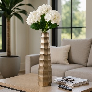 Decorative Tall Metal Vase for Living Room Decor - Elegant Flower Vase for Home Accent, Room, and Office Decor - Tabletop, and House Decor - 20", Gold - 1 of 4