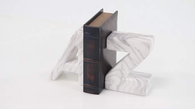 Set of 2 Contemporary Dolomite Bookends White - CosmoLiving by Cosmopolitan, 2 of 9, play video