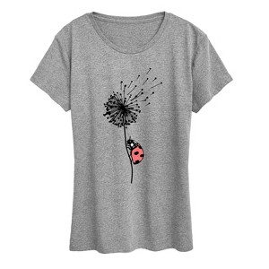 Women's - Instant Message - Ladybug On Dandelion Short Sleeve Graphic T-Shirt - 1 of 4