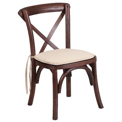 Flash Furniture HERCULES Series Stackable Kids Mahogany Wood Cross Back Chair with Cushion