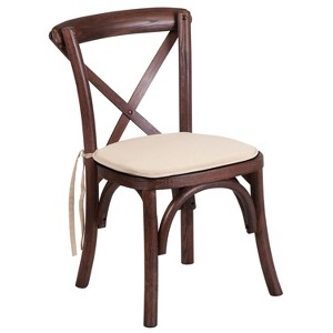 Merrick Lane Kid's Stackable Ash Wood Crossback Chair in a Mahogany Finish with Cushion and Plastic Floor Glides - 1 of 4