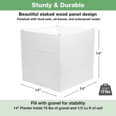 Large White Wooden Outdoor Planter Box with Pole Support