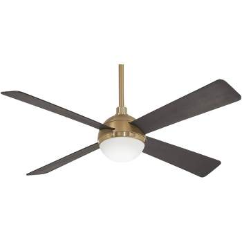 54" Minka Aire Modern Indoor Ceiling Fan with LED Light Remote Control Brushed Brass Carbon Wood for Living Room Kitchen Bedroom