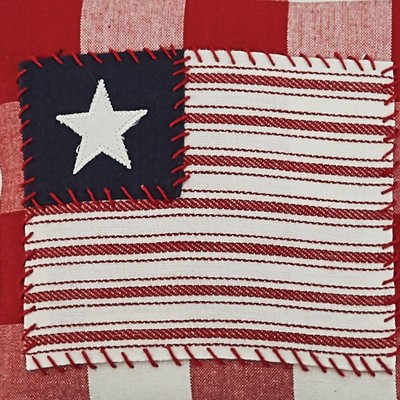 Red and White Cotton Patriotic Flag Applique Pillow