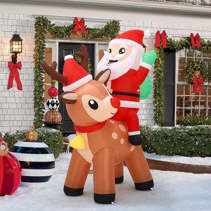 7ft Christmas inflatable Santa Claus and reindeer, built-in LED, suitable for indoor and outdoor use, suitable for holiday party home decoration - 1 of 4