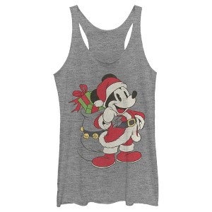 Women's Mickey & Friends Santa Mouse Racerback Tank Top - 1 of 4