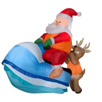 8.5ft Holiday top Santa & Reindeer Airblown Inflatable