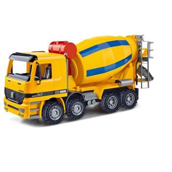 Link Ready! Set! Go!14" Friction Pull Back Power Mixer Truck, Pretend Play Big Construction Vehicle Toy For Kids - Yellow