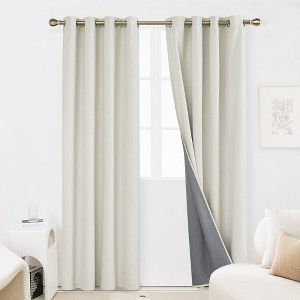 Deconovo Faux Linen Total Blackout with Coating Curtains (2 Panel) - 1 of 4