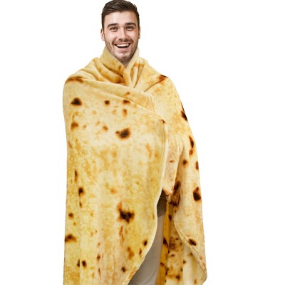 Yellow Round Fleece Tortilla Blanket for Pets and Kids