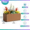 TOAOTBNBO Metal Planters Pots with Drainage Holes, Outdoor Rectangular Planter, Tall Porch Planters for Outdoor and Garden, Brown - 3 of 4