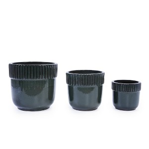 KWPZQEB Set of 3 Ceramic Plant Pot, Indoor Flower Pots Set with Drainage Holes, Outdoor Garden Planters, Modern Decorative Flower - 1 of 4