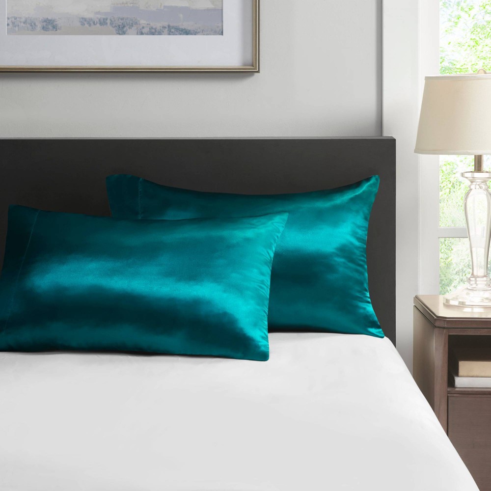 Photos - Pillowcase King Satin Luxury 2pc  Set Dark Green