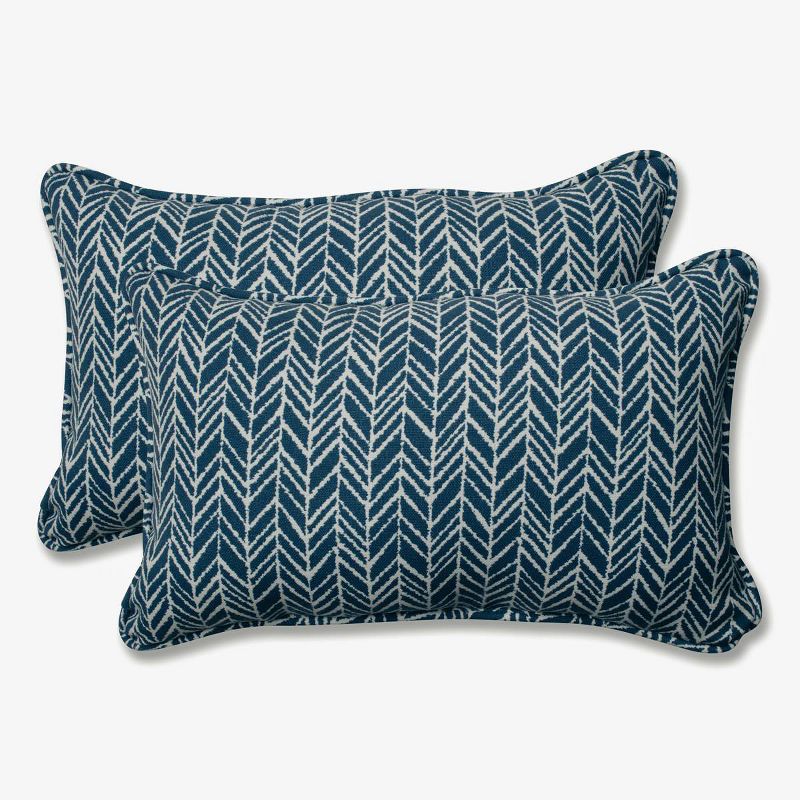 Outdoor/Indoor Herringbone Rectangular Throw Pillow Set of 2 - Pillow Perfect, 1 of 8