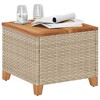 vidaXL Patio Table Beige 17.7 In.x17.7 In.x14.6 In. Poly Rattan Acacia Wood - 3 of 4