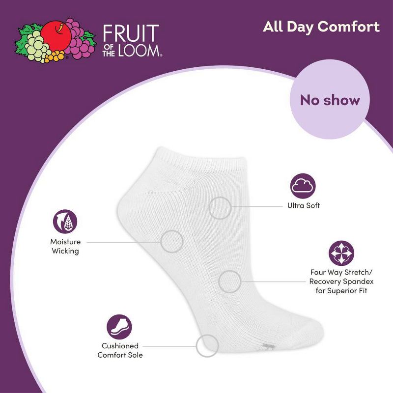 Fruit of the Loom Women's Cushioned 6pk No Show Athletic Socks - 4-10, 5 of 6