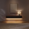 POVISON 63" Modern Floating TV Console with LED Lights, Dark Wood & Black Wall-Mounted Media Console with Storage - 2 of 4