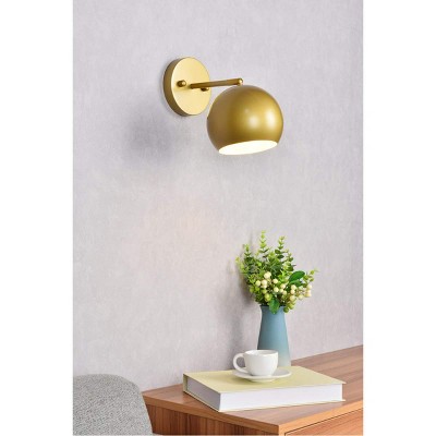 Elegant Brass Globe Wall Sconce with Iron Fixture