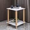 NicBex Modern Square Tempered Glass Coffee Table with Storage Shelf,Side Table with Wooden Legs,End Table for Living Room - 3 of 4