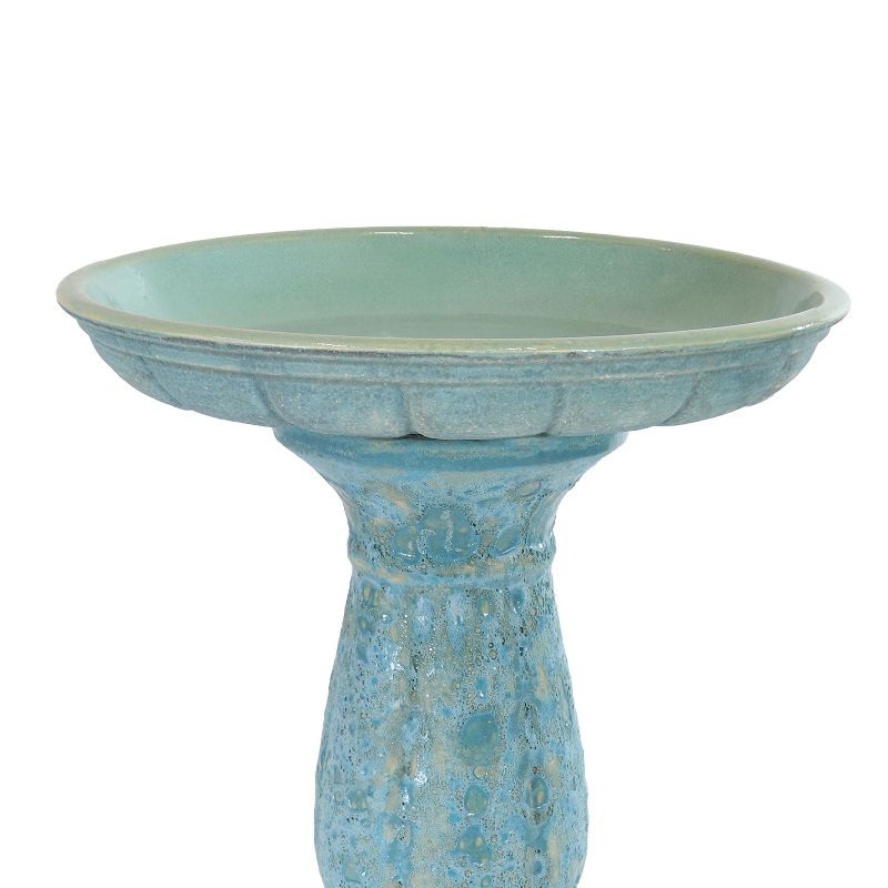 Sunnydaze Avignon Ceramic Bird Bath with Lava Finish - Blue Distressed Ceramic Finish - 18.75" H, 4 of 9