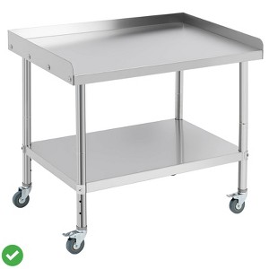 Stainless Steel Equipment Stand with Undershelf 5" Wheels NSF Commercial Prep & Work Table w/ Edge Baffle - 1 of 4